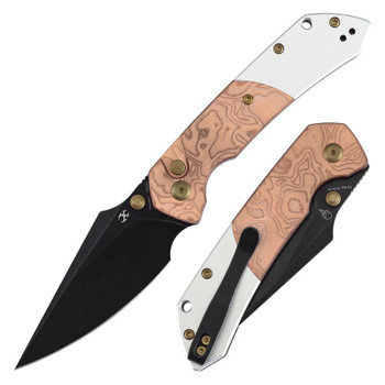 Kansept Fenrir Folding Knife Copper Foil Handle 154CM Plain Edge
