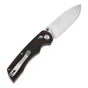 Tenable Kryo Folding Knife Red/Black G-Mascus Handle 14C28N Plain Edge Stonewash Finish T1001V11