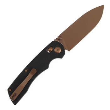 Tenable Kryo Folding Knife Black G10 Handle 14C28N Drop Point Plain Rose Gold Blade T1001V8