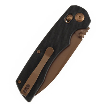 Tenable Kryo Folding Knife Black G10 Handle 14C28N Drop Point Plain Rose Gold Blade T1001V8