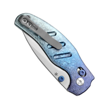 Kizer Christmas Sheepdog C01C 2.9 Folding Knife Blue/White Titanium/Crystallized Titanium S45VN Drop Point Plain Edge Satin Finish Ki3488.2MC1