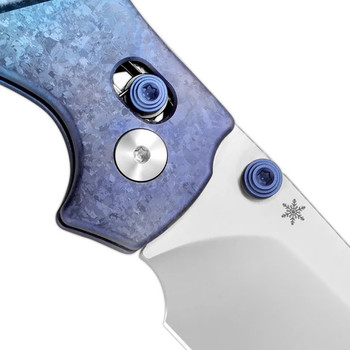 Kizer Christmas Sheepdog C01C 2.9 Folding Knife Blue/White Titanium/Crystallized Titanium S45VN Drop Point Plain Edge Satin Finish Ki3488.2MC1