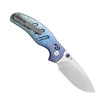 Kizer Christmas Sheepdog C01C 2.9 Folding Knife Blue/White Titanium/Crystallized Titanium S45VN Drop Point Plain Edge Satin Finish Ki3488.2MC1
