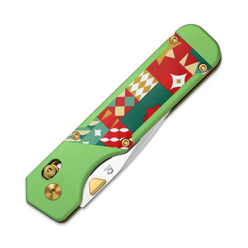 Kizer Christmas Militaw Folding Knife Green/Red Aluminum/G10 Handle S45VN Drop Point Plain Edge Blast Finish Ki3634MC1