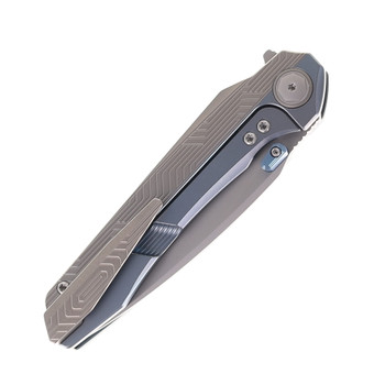 Bestech Wet Nellie Folding Knife Top Liner Lock Blue/Gray Titanium Handle M-Cut Blade BT2505A