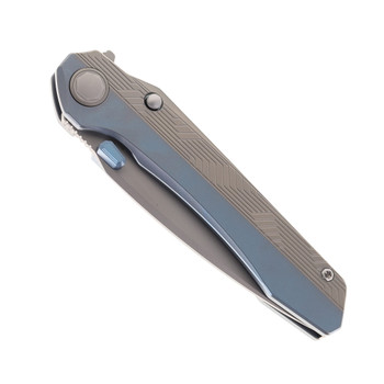 Bestech Wet Nellie Folding Knife Top Liner Lock Blue/Gray Titanium Handle M-Cut Blade BT2505A