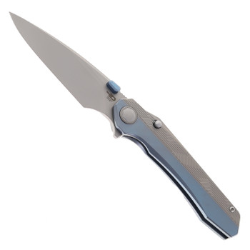 Bestech Wet Nellie Folding Knife Top Liner Lock Blue/Gray Titanium Handle M-Cut Blade BT2505A