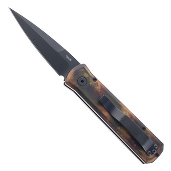 LEFT-Handed Pro-Tech Godson Automatic Knife Woodland Camo Aluminum Handle DLC Washed 154cm Blad