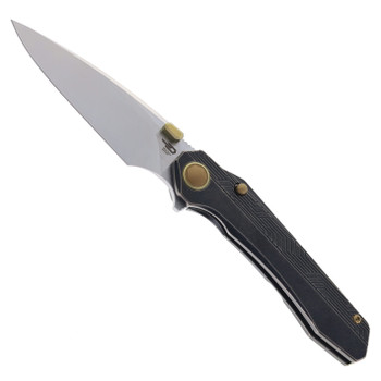 Bestech Wet Nellie Folding Knife Top Liner Lock Black Stonewashed Titanium Handle M-Cut Plain Edge BT2505C
