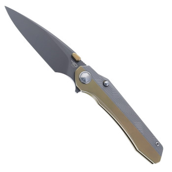 Bestech Wet Nellie Folding Knife Top Liner Lock Bronze/Gray Titanium Handle M-Cut Blade BT2505D