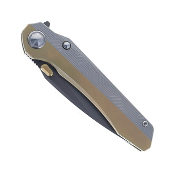 Bestech Wet Nellie Folding Knife Top Liner Lock Bronze/Gray Titanium Handle M-Cut Blade BT2505D
