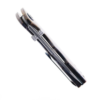 SixLeaf Folding Knife Lightning Colored Titanium Handle Damascus Blade SL-81-LIGHT