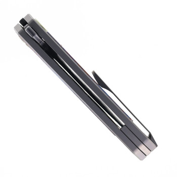 SixLeaf Folding Knife Titanium Timascus Handle Damascus Plain Edge SL-83-TIMASCUS