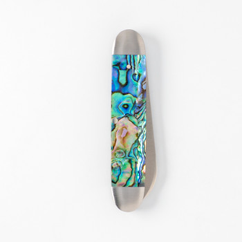 Jack Wolf Equal End Folding Knife Abalone Handle 14C28N Plain Edge Belt Satin Finish