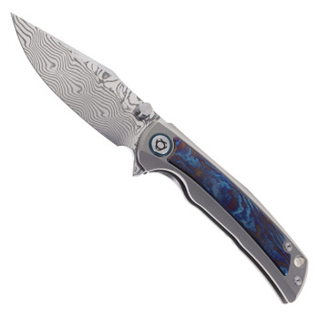 SixLeaf SL-85 Folding Knife Timascus & Titanium Handle Drop Point