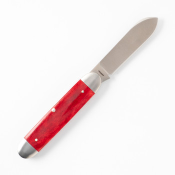 Jack Wolf Equal End Folding Knife Smooth Red Bone Handle 14C28N Plain Edge Belt Satin Finish