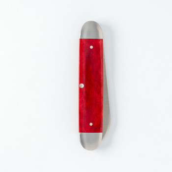 Jack Wolf Equal End Folding Knife Smooth Red Bone Handle 14C28N Plain Edge Belt Satin Finish