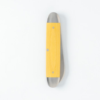 Jack Wolf Equal End Folding Knife Antique Ivory Paper Micarta Handle 14C28N Plain Edge Belt Satin Finish