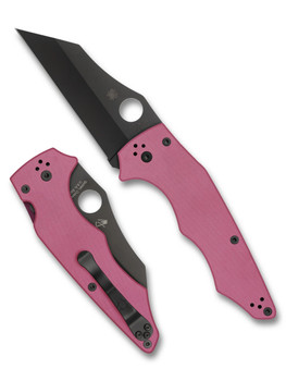 Spyderco YoJumbo Folding Knife Pink G10 Handle S30V Plain Black Blade C253GPNBK