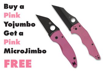 Free Pink MicroJimbo w/ Purcahse of - Spyderco YoJumbo Folding Knife Pink G10 Handle S30V Plain Black Blade C253GPNBK