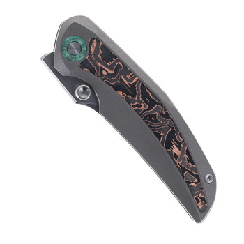 TwoSun Folding Knife Titanium/Carbon Fiber Handle YJ01-V1 Plain Edge TS499-YJ01-StoneWash