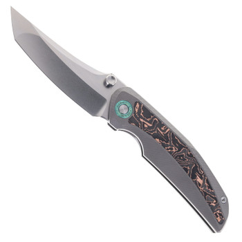 TwoSun Folding Knife Titanium/Carbon Fiber Handle YJ01-V1 Plain Edge TS499-YJ01-StoneWash