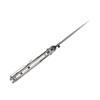 Kizer Tycho Folding Knife Titanium/FatCarbon Handle M390 Clip Point Plain Edge Matte DLC Ultra Finish Ki4761A3