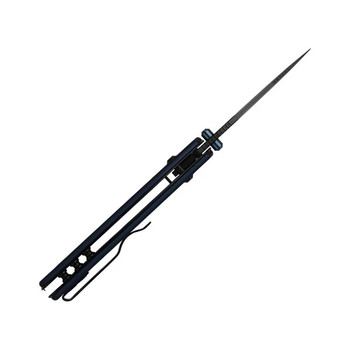 Kizer Aegis Folding Knife Blue Aluminum Handle AEB-L Drop Point Plain Edge Black Matte DLC Finish V3774A3