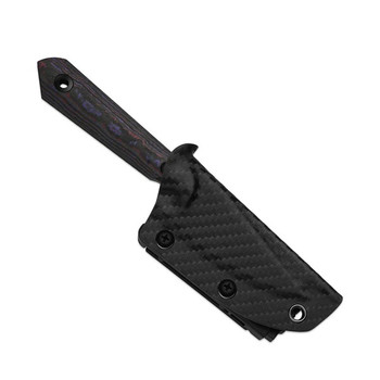 Kizer Mini Harpoon Fixed Blade Knife Purple Haze Fat Carbon Handle S45VN Drop Point Plain Edge Black Matte DLC Finish 1040S9