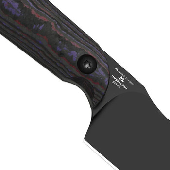 Kizer Mini Harpoon Fixed Blade Knife Purple Haze Fat Carbon Handle S45VN Drop Point Plain Edge Black Matte DLC Finish 1040S9