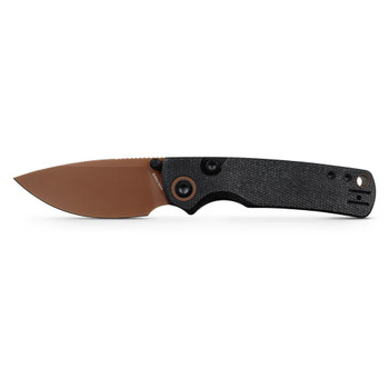 Vosteed Porcupine Folding Knife Black Micarta Handle 14C28N Drop Point Plain Edge Copper Dune Finish A2610