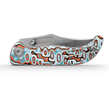 Vosteed Naga Folding Knife Canyon Current Bamboo Micarta Handle S35VN Clip Point Plain Edge Stonewash Finish A3908