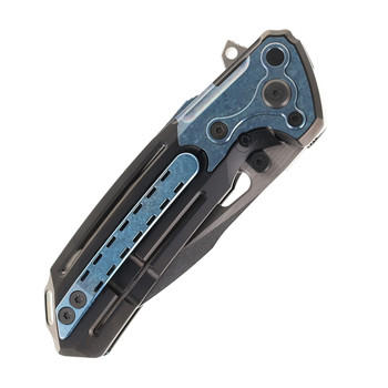 Reate T600 Terminator Folding Knife Ti-Black DLC handle Stonewashed Magnacut Blade Crystalized Blue Pivot Collar