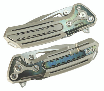Reate T600 Terminator Folding Knife Titanium Bead Blasted handle Frosted Satin Magnacut Blade Bead Blasted Pivot Collar