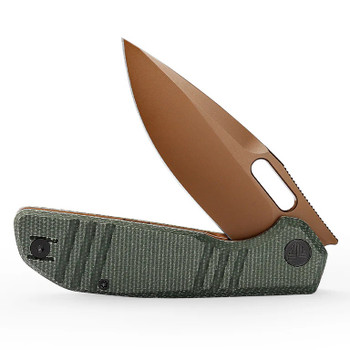 Trivisa Gecko-GM Folding Knife Gray Micarta Handle 14C28N Plain Edge Rose Gold PVD Finish Gecko-GM