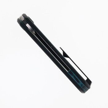 North Mountain Blades Folding Knife Distressed Blue Cerakote Titanium Handle ZDP-189 Plain Edge Chop-Class Polish Dis Blue