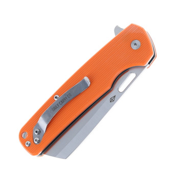 Daily Carry Co Gauntlet Button Lock Folding Knife Orange G10 Handle Hawkbill D2 Satin Blade