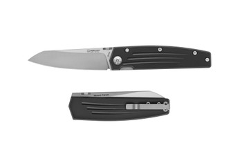 Mercury Knives Logan Mini Liner Lock Folding Knife Satin Elmax Blade Black Aluminum Handle 9LGMEXSTALBK-C