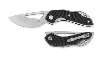 Compact EDC folder open to highlight blade shape and grip texture