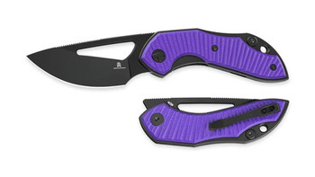 Bestech Triassic Folding Knife Purple G10 Handle 14C28N Plain Edge Black PVD Finish BMK17C