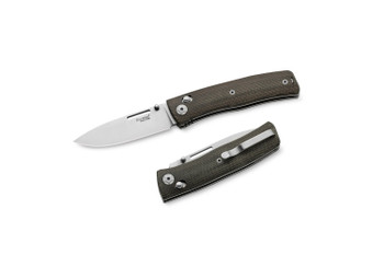 Lion Steel NN1 Folding Knife Green Canvas Handle M390 Plain Edge Satin Finish