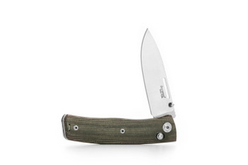 Lion Steel NN1 Folding Knife Green Canvas Handle M390 Plain Edge Satin Finish
