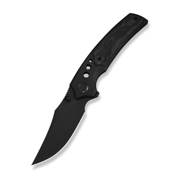WE Skynix Folding Knife Black Titanium/Marble Carbon Fiber Handle M390 Plain Edge Black Stonewash Finish WE24087-1