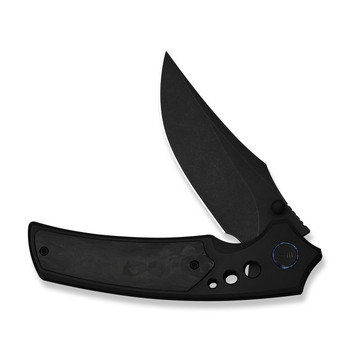 WE Skynix Folding Knife Black Titanium/Marble Carbon Fiber Handle M390 Plain Edge Black Stonewash Finish WE24087-1