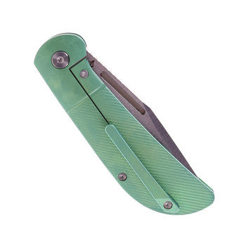 Tuya Calico Jack Folding Knife Green Titanium Handle M390 Blade Clip Point Blade