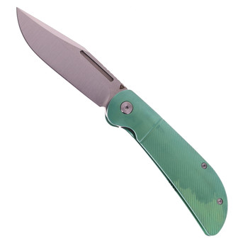 Tuya Calico Jack Folding Knife Green Titanium Handle M390 Blade Clip Point Blade
