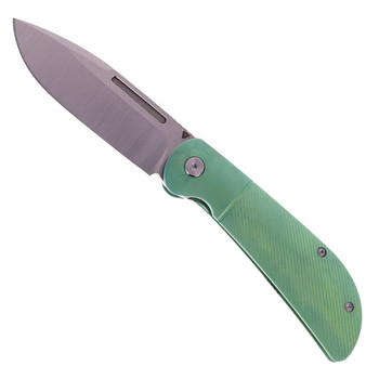 Tuya Calico Jack Folding Knife Green Titanium Handle M390 Blade Spear Point Blade