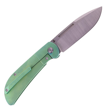 Tuya Calico Jack Folding Knife Green Titanium Handle M390 Blade Spear Point Blade