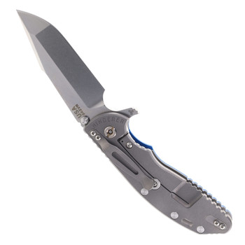 Hinderer Knives XM-24 Harpoon Spanto Blade Folding Knife Blue G10 Working Finish Titanium Handle Stonewashed S45VN Blade