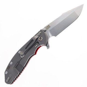 Hinderer Knives XM-24 Harpoon Spanto Blade Folding Knife Red G10 Working Finish Titanium Handle Stonewashed S45VN Blade